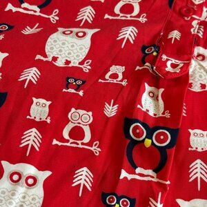 Cute OWL shirt with button-up 3/4 sleeve red white and black XL